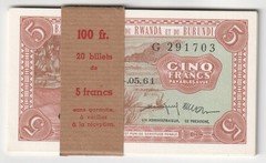 Rwanda - Burundi 5 Francs Banknote (1961) P.1b - UNC