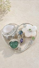 Sajen Sterling Silver Multi-Gemstone Heart Goddess Pendant Brooch 925