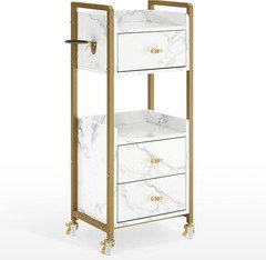 Salon Cart with Lockable Wheels, Acetone Resistant Storage Barber Trolley wit...