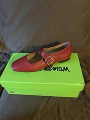 Sam Edelman Women’s Red Mary Jane Flats Buckle Strap Square Toe Size 5