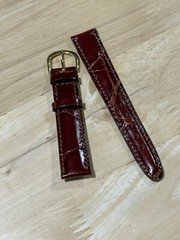 Seiko 18MM burgundy calfskin croco watch band strap