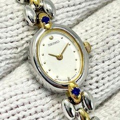 SEIKO 1E20-6160 2P Blue Stone Oval Ladies Quartz Watch