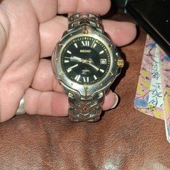 Seiko Quartz 100m Black Dial Date Two-Tone Stainless Steel Bracelet Watch