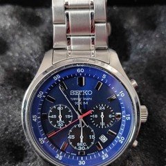 Seiko Quartz 4T53-00B0bChronograph 100m Blue Stainless Steel Bracelet 40-43.9mm