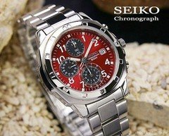 SEIKO SND495 1/20 Sec Chronograph Red Dial Watch