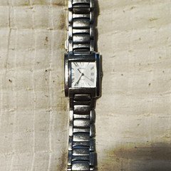 Seiko Women's Quartz Rectangular Silver Tone Bracelet Watch White Roman Dial