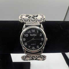 Selectime signed AJW Analog Watch Black Dial 925 Silver Bracelet