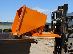 Self-Dumping Hopper Orange – 1 Cubic Yard, Heavy Duty Steel, Forklift Use