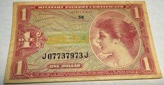 Series 641 $1 Military Payment Certificate. XF Vietnam War scrip 1965-1968.