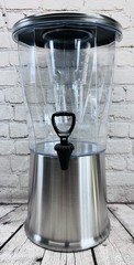 Service Ideas 3-Gallon Beverage Dispenser Stainless Steel Base Infuser Lid