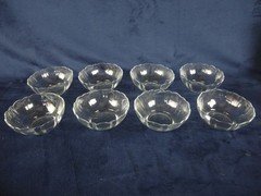 Set 8 VTG Arcoroc Arcade Bengale 5" Scalloped Glass Bowls Berry France Nappy