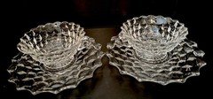 (Set of 2) RARE Fostoria American Footed CREAM SOUP and RAISED UNDERPLATE