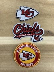 Set Of 3 Kansas City Chiefs Embroidered Iron On Patches 2”-3.5”