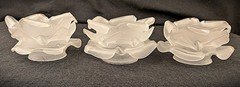 Set of 3 Vintage Frosted Satin Glass Rose Petal French Lamp Shades Antique
