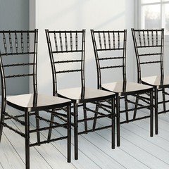 Set of 4 Pieces Black Stackable Chiavari Chairs for Wedding Banquet Party.
