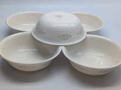 Set Of 5 Corelle Corning Textured Leaves Cereal Soup Bowls 6.25" Discontinued