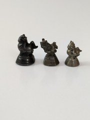 Set Of Three Antique Bronze Mowry Siam Singh Lion Burmese Opium Weights