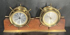 Seth Thomas Helmsman Ship’s Wheel Clock Barometer Set