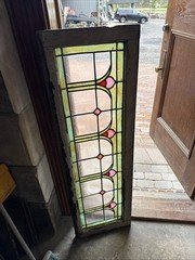 Sg5358 Antique Stained Glass Transom Window Deco Style 16.25 X 51.75