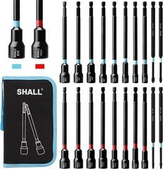 SHALL 20PCS Magnetic Nut Driver Set,Long Nut Drivers for Impact Dril
