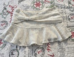 SheIn Women’s White Lace Mini Skort with Bow and Ruffle Hem Zip Closure Size M