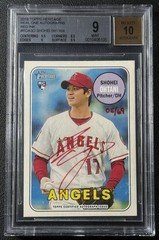 Shohei Ohtani Bgs 9 2018 Topps Heritage Rookie Real One 10 Auto Red Ink Rc 5/69