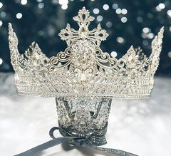 Silver Lion King Crown, Prince Wedding Crown, Clear Crystal Crown for Groom
