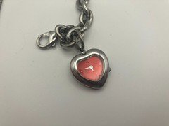 Silver Red Small Woman's GUESS Watch Charm Chain