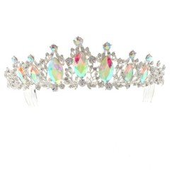 Silver Tone Metal Austrian Crystal Rhinestone Tiara T1437-SAB