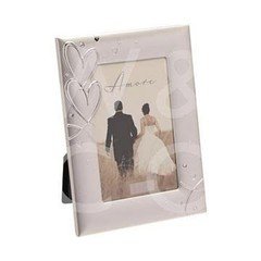 Silverplated Frame With Hearts & Crystals 4" X 6