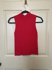 Sincerely Jules Women's Red Solid Knit Mock Neck Sleeveless Sweater Size S