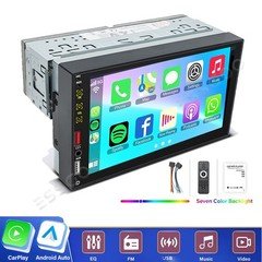 Single 1Din 7" Touch Screen Stereo Bluetooth Car Radio Apple/Android Carplay FM