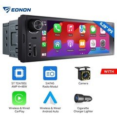 Single DIN Apple Car Play Android Auto 6.28" IPS Stereo Radio HeadUnit Bluetooth