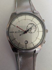 Skagen Quartz GMT Mens Watch 853XLSSC stainless steel bracelet / mineral crystal