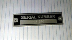 SMALL SERIAL NUMBER PLATE ENGRAVING CHARGE