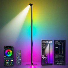 Smart RGBIC Corner Floor Lamp with 1500LM, WiFi Alexa Music Sync & Reading light