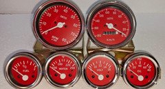 Smiths Kit-Elec Temp + Oil +Fuel +Volt+Speedometer +Tacho 85 mm Red 