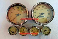 Smiths Replica Kit- Elec Temp + Oil + Fuel + Amp Gauge+kmph Speedo +Tacho 100 mm