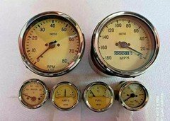 Smiths Replica Kit- Elec Temp + Oil + Fuel + Amp Gauge+ACW Speedo +Tacho 100 mm