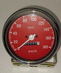 Smiths Speedometer Red Face Chrome Bezel 85 MM