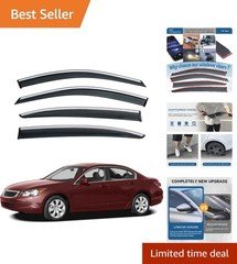 Smoke Tint Vent Window Visors with Chrome Trim for 08-12 Accord Sedan - 4pcs
