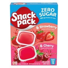 Snack Pack Zero Sugar Strawberry & Cherry Juicy Gels Cups, 3.25 Oz, 12 Pack