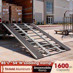 Snowmobile Ramp 85*54" Aluminum Loading Ramp for Pickup Trucks Tri-fold ATV Ramp