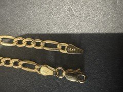 Solid 14K Yellow Gold Figaro Chain Necklace 20" Long 4.15g Genuine Mens