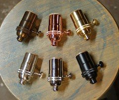 Solid Brass Light Socket, On/Off Turn Knob, 6 Finishes, Vintage Lamps, Pendants