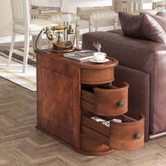 Solid Wood End Table, Narrow Side Table 2-Drawer Side Table,No Assembly Required