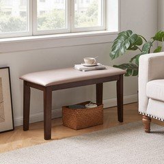 Solid Wood Frame Bench with Soft Breathable Tech Fabric Cushion，Gray