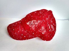 Something Special Red Lace Women's Hat Baseball Cap Sequins Sparkle Y2K New NWOT