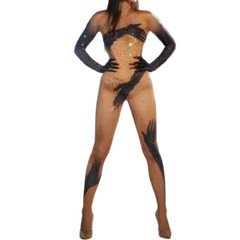 Sparkly Pole Dance Jumpsuits for Women Rhinestone Outfit Performance Drag Queen