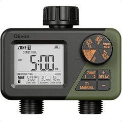 Sprinkler Timer 2 Zone Programmable Water Timer 2 Outlet for Outdoor Garden Lawn